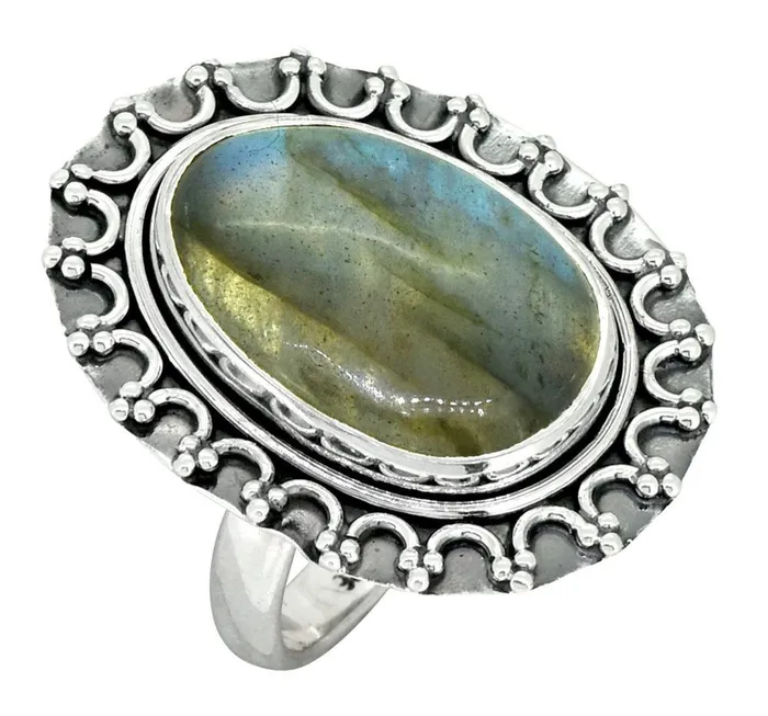 Rings YoTreasure Labradorite Solid 925 Sterling Silver Ring Jewelry