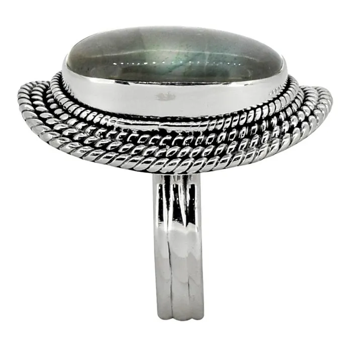 Rings YoTreasure Labradorite Solid 925 Sterling Silver Ring Jewelry