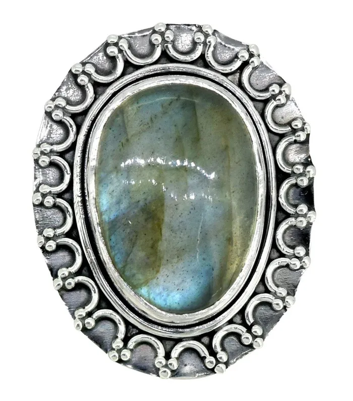 Rings YoTreasure Labradorite Solid 925 Sterling Silver Ring Jewelry