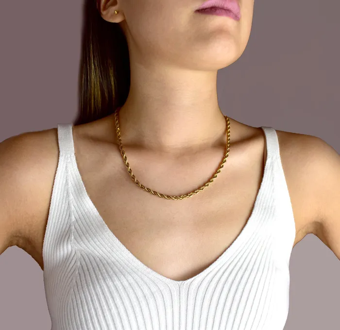 RONNIE GOLD ROPE CHAIN NECKLACE Mai Dsire Necklaces