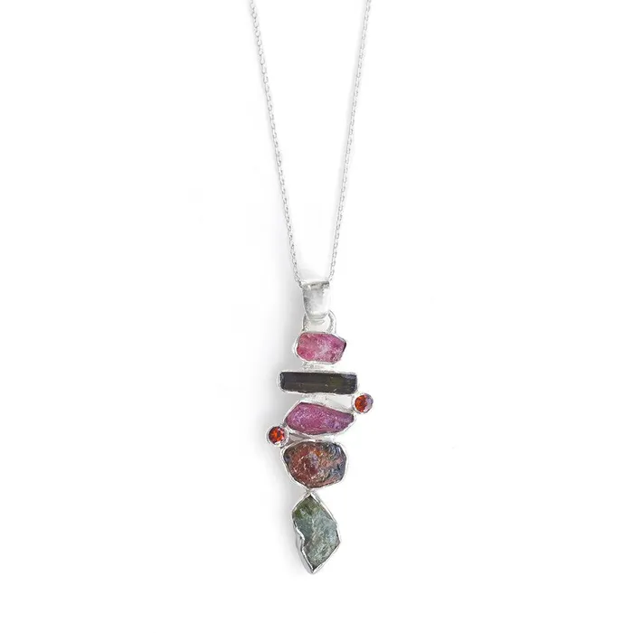 Rough Tourmaline Solid 925 Sterling Silver Pendant Necklace YoTreasure Necklaces Rough Tourmaline Solid 925 Sterling Silver Pendant Necklace YoTreasure Necklaces