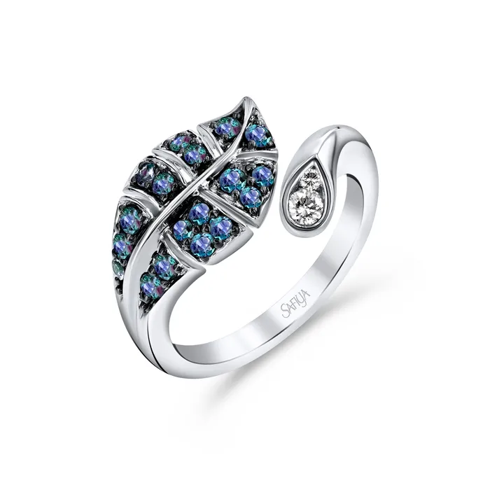 Safiya Jewels Rings Leafly 18K White Gold Natural Alexandrite Ring