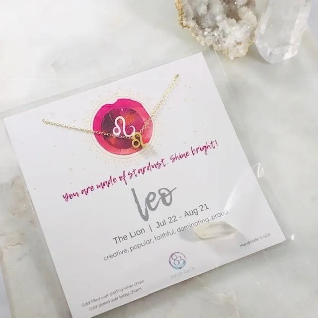 Sarah Belle Necklaces Leo Charm Necklace with Crystal