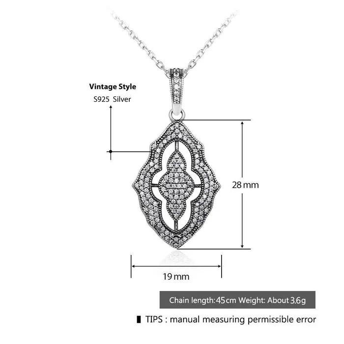 Solid 925 Sterling Silver Necklace Pendants Fashion Women Necklace Vintage Design Jewelry Personalized Jewel Necklaces