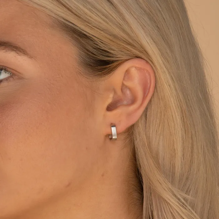 Square Matte Huggie Earrings Camile Stone Earrings
