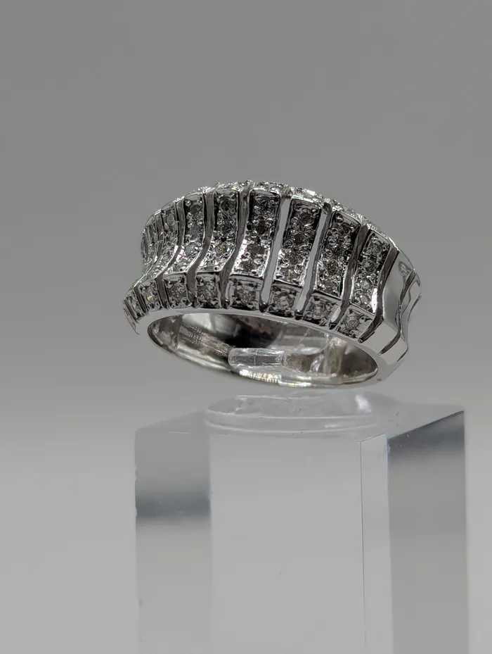 STA D Rings Ladies 14K White Gold 53CT Diamond Convex Band SZ 675 55g Preowned item 522rg361w