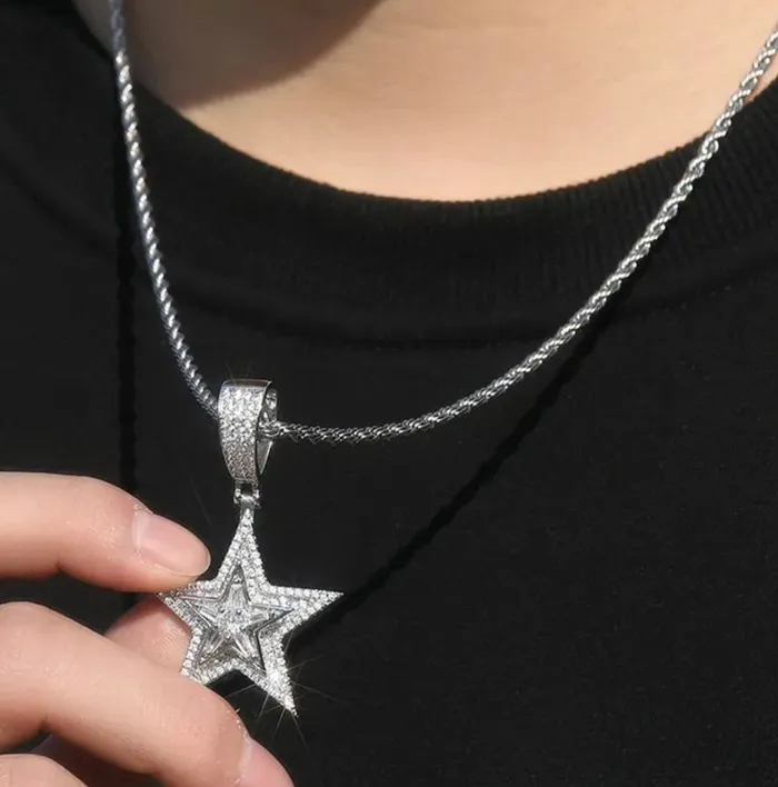 Star Necklace Star Necklace Silver Iced Out Star Pendant Diamond Star Pendant Diamond Star Necklace Star Shape Pendant Hip Hop Minx London Necklaces