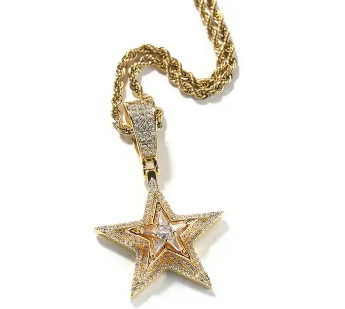 Star Necklace Star Necklace Silver Iced Out Star Pendant Diamond Star Pendant Diamond Star Necklace Star Shape Pendant Hip Hop Minx London Necklaces