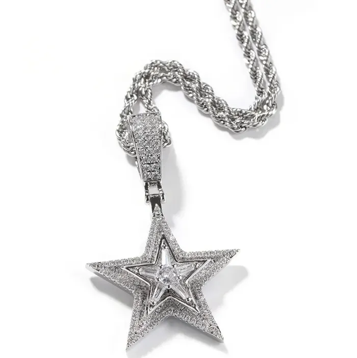 Star Necklace Star Necklace Silver Iced Out Star Pendant Diamond Star Pendant Diamond Star Necklace Star Shape Pendant Hip Hop Minx London Necklaces