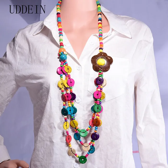Sweet T 52 Necklaces Bohemian MultiLayer Handmade Wood Long Necklace For Women Girls Big Flower Collar Colorful Bead Pendant Jewelry Sweet T 52 Necklaces Bohemian MultiLayer Handmade Wood Long Necklace For Women Girls Big Flower Collar Colorful Bead Pendant Jewelry