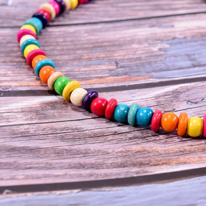 Sweet T 52 Necklaces Bohemian MultiLayer Handmade Wood Long Necklace For Women Girls Big Flower Collar Colorful Bead Pendant Jewelry