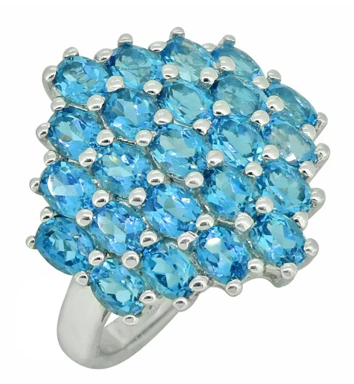 Swiss Blue Topaz Solid 925 Sterling Silver Cluster Ring Jewelry YoTreasure Rings Swiss Blue Topaz Solid 925 Sterling Silver Cluster Ring Jewelry YoTreasure Rings