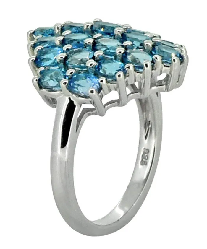 Swiss Blue Topaz Solid 925 Sterling Silver Cluster Ring Jewelry YoTreasure Rings