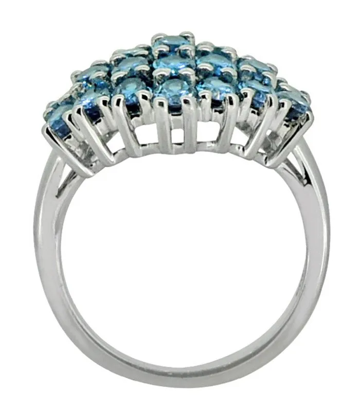 Swiss Blue Topaz Solid 925 Sterling Silver Cluster Ring Jewelry YoTreasure Rings