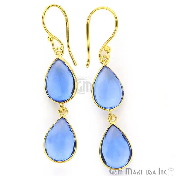 Tanzanite 10x52mm Gold Plated Gemstone Dangle Earrings GemMartUSA Earrings