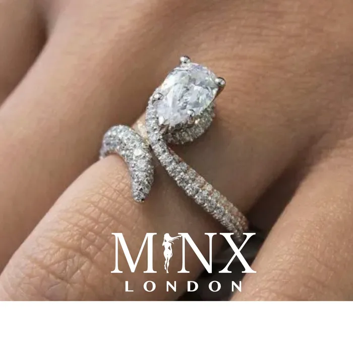 Teardrop Ring Diamond Snake Ring Engagement Ring Snake Ring Teardrop Engagement Rings Pear Shaped Engagement Ring Pear Ring Minx London Rings