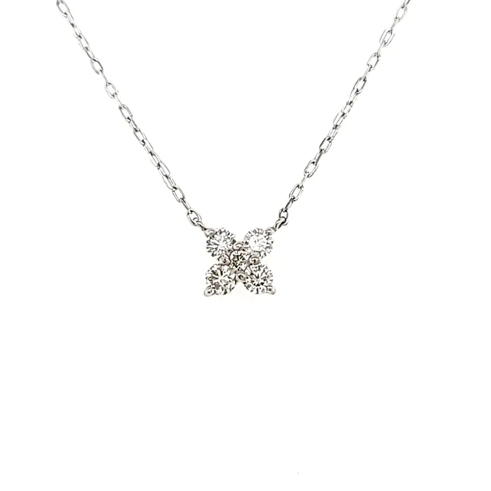 Tennista Necklaces 18k White Gold Diamond Clover Necklace I2753