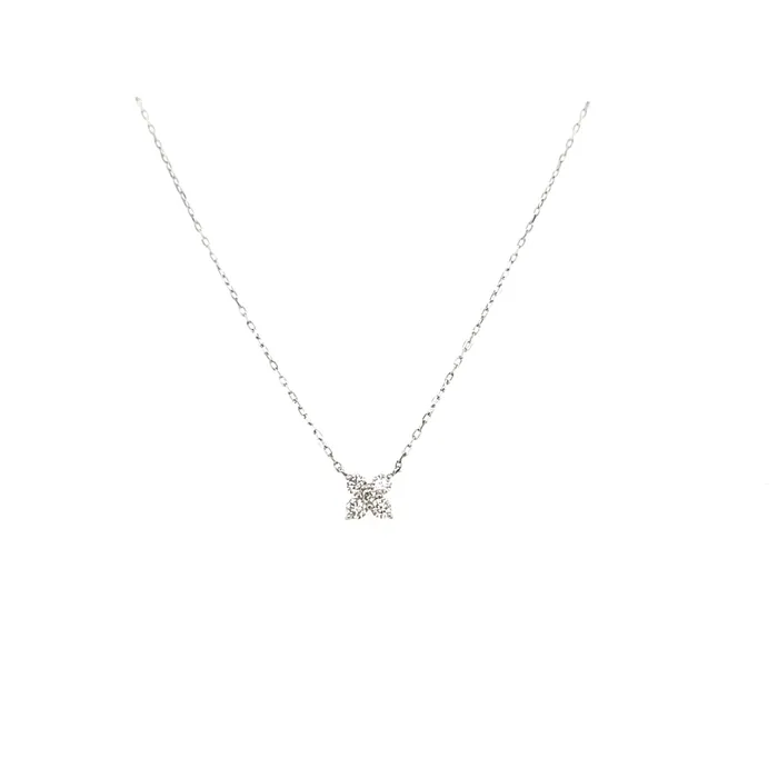 Tennista Necklaces 18k White Gold Diamond Clover Necklace I2753