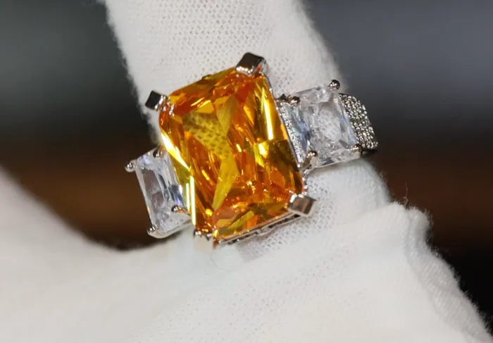 Three Stone Ring Yellow Diamond Ring Womens Engagement Ring Engagement Rings Lab Diamonds London Rings
