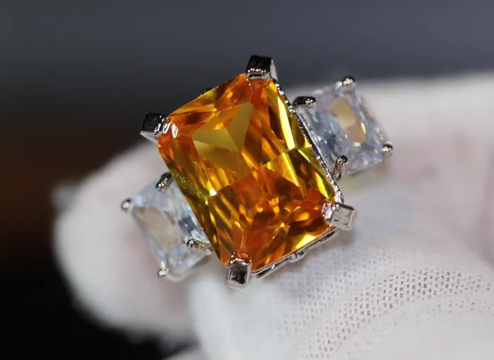 Three Stone Ring Yellow Diamond Ring Womens Engagement Ring Engagement Rings Lab Diamonds London Rings