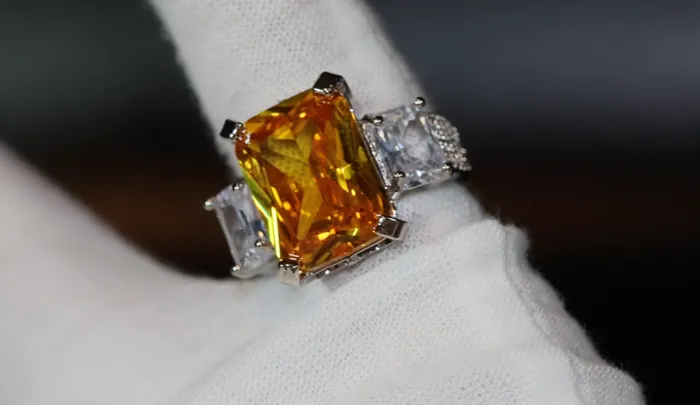 Three Stone Ring Yellow Diamond Ring Womens Engagement Ring Engagement Rings Lab Diamonds London Rings