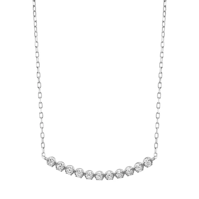 TVON Necklaces 14K 023cttw VS White Diamond Smile Necklace