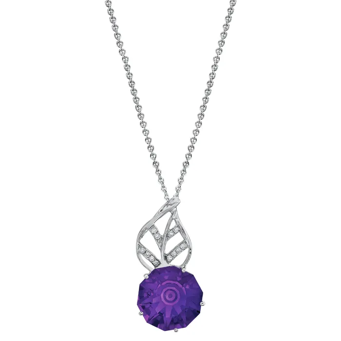 TVON Necklaces 14K 655ct Fancy Cut Amethyst and Diamond Pendant