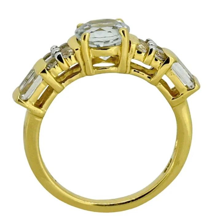 vendorunknown Rings Round White Topaz 925 Sterling Silver 18k Gold Plated Ring Jewelry