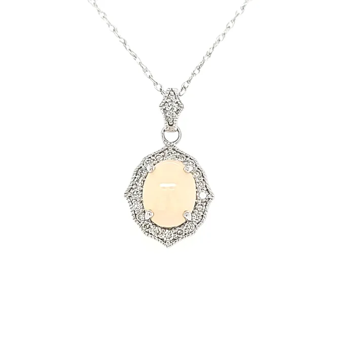 Wilkerson Assoc White Gold Opal Diamond Necklace I6797 Necklaces