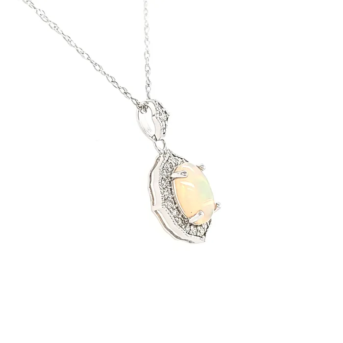 Wilkerson Assoc White Gold Opal Diamond Necklace I6797 Necklaces