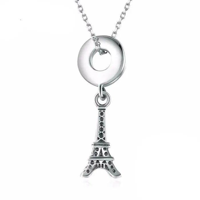 Womens 925 Sterling Silver Solid Necklace with Eiffel Tower Design Pendant Fashion Jewelry for Ladies Personalized Jewel Necklaces Womens 925 Sterling Silver Solid Necklace with Eiffel Tower Design Pendant Fashion Jewelry for Ladies Personalized Jewel Necklaces