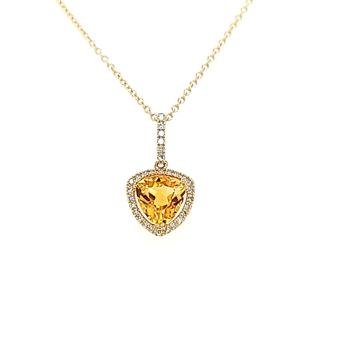Yellow Gold Citrine Diamond Trillion Necklace I7792 First Class Co Necklaces Yellow Gold Citrine Diamond Trillion Necklace I7792 First Class Co Necklaces