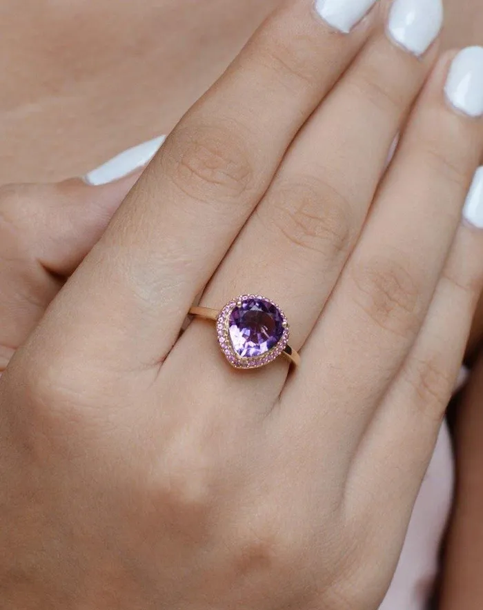 YoTreasure 361 Ct Amethyst Pink Saphhire Solid 14K Yellow Gold Ring Jewelry Rings YoTreasure 361 Ct Amethyst Pink Saphhire Solid 14K Yellow Gold Ring Jewelry Rings
