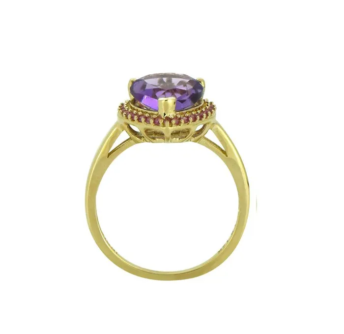 YoTreasure 361 Ct Amethyst Pink Saphhire Solid 14K Yellow Gold Ring Jewelry Rings