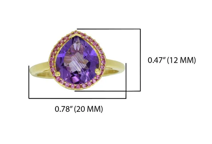 YoTreasure 361 Ct Amethyst Pink Saphhire Solid 14K Yellow Gold Ring Jewelry Rings