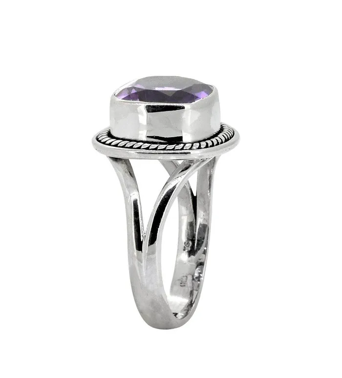 YoTreasure Amethyst Solid 925 Sterling Silver Split Shank Ring Jewelry Rings