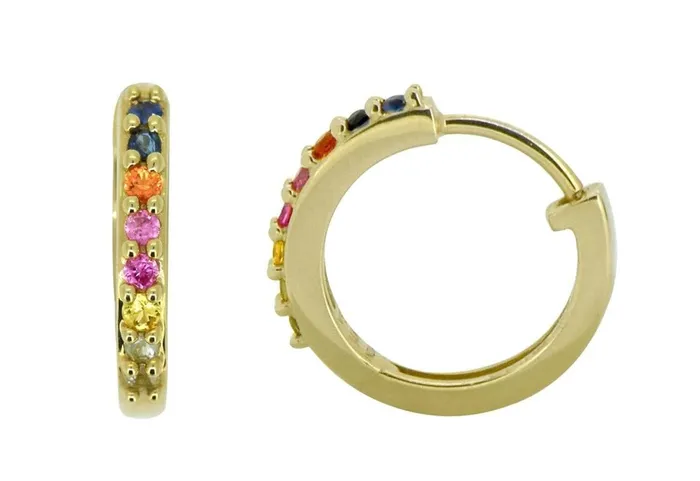 YoTreasure Earrings 036 Ct Multi Sapphire Solid 14k Gold Hoop Earrings Jewelry
