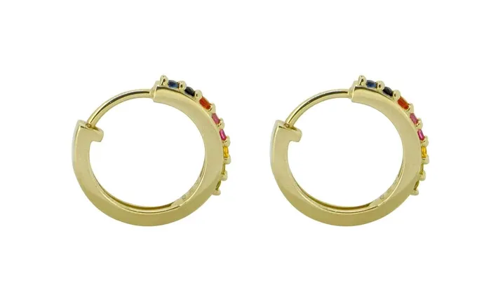 YoTreasure Earrings 036 Ct Multi Sapphire Solid 14k Gold Hoop Earrings Jewelry