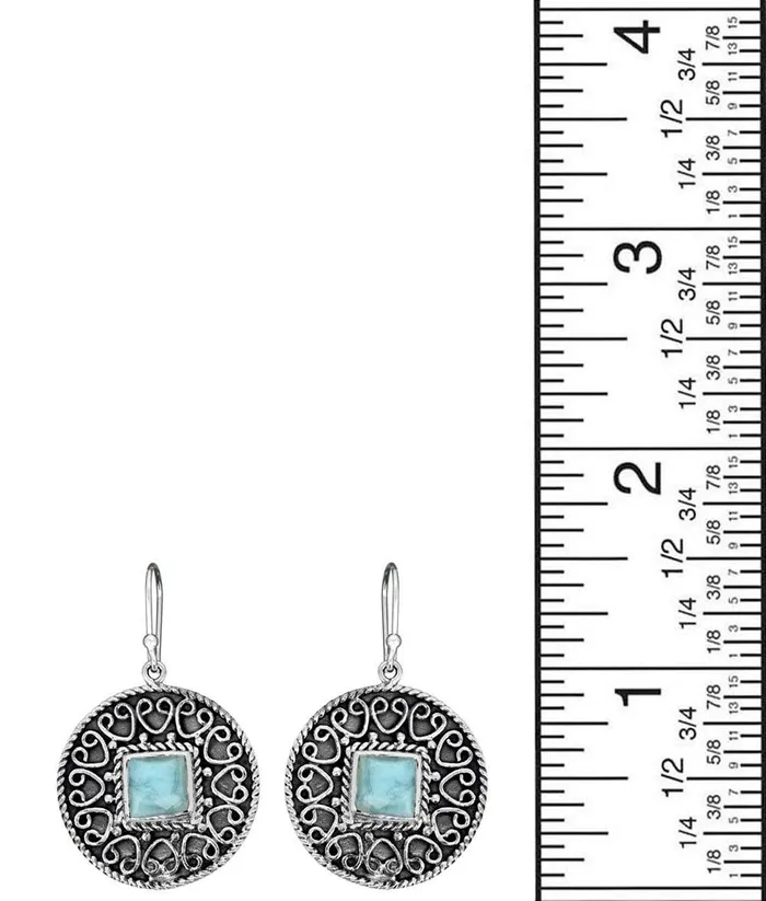 YoTreasure Earrings Natural Larimar Solid 925 Sterling Silver Earrings