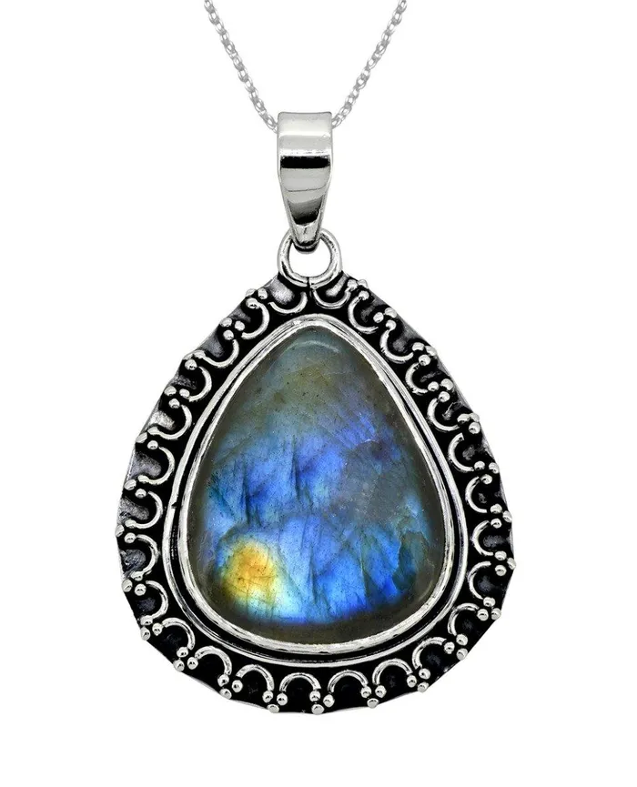YoTreasure Labradorite Solid 925 Sterling Silver Pendant 1 14 Necklaces