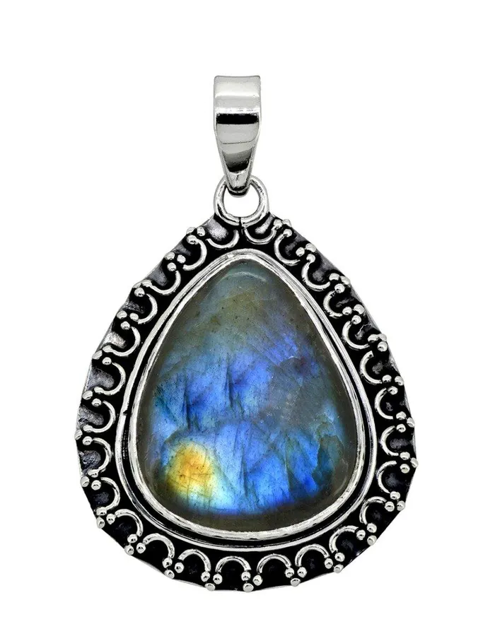 YoTreasure Labradorite Solid 925 Sterling Silver Pendant 1 14 Necklaces