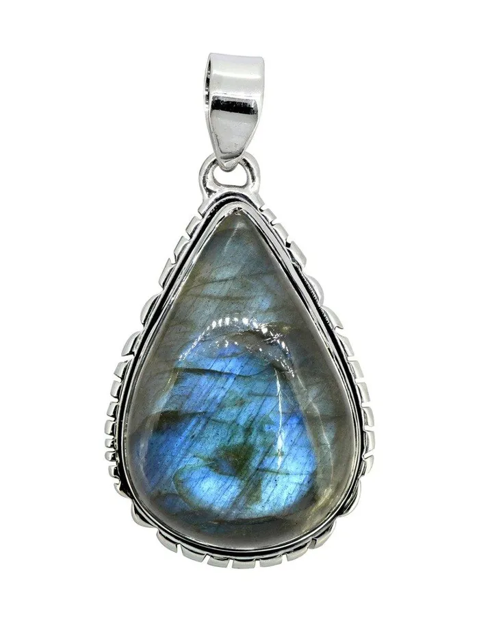 YoTreasure Labradorite Solid 925 Sterling Silver Pendant Silver Jewelry 2 Necklaces