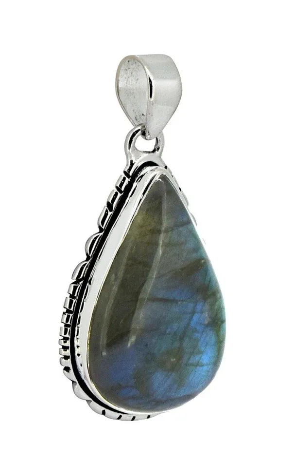YoTreasure Labradorite Solid 925 Sterling Silver Pendant Silver Jewelry 2 Necklaces
