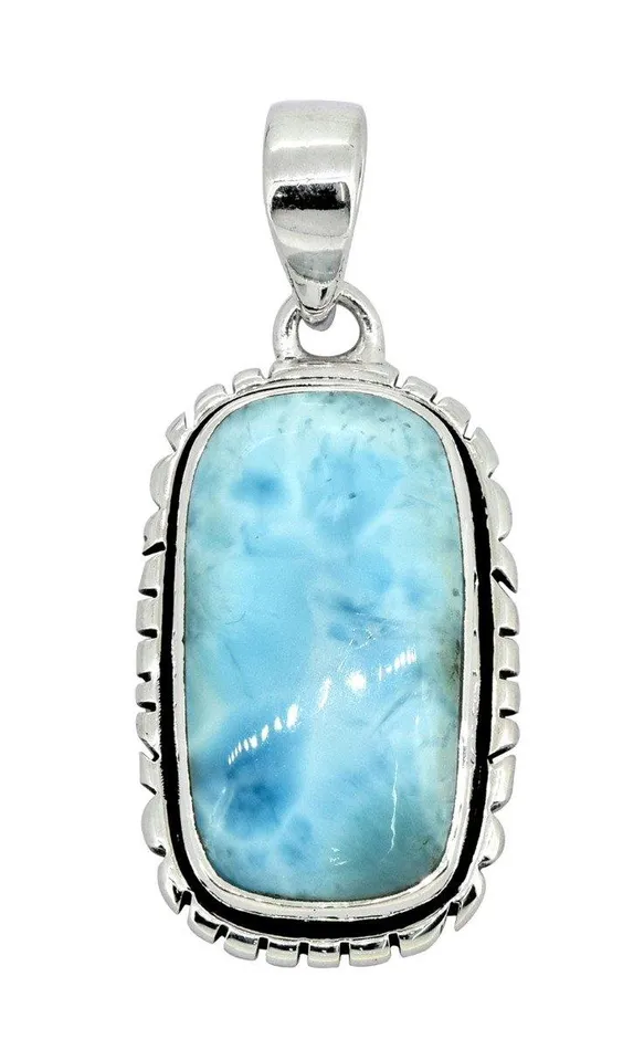 YoTreasure Larimar Solid 925 Sterling Silver Gemstone Pendant Necklace Necklaces