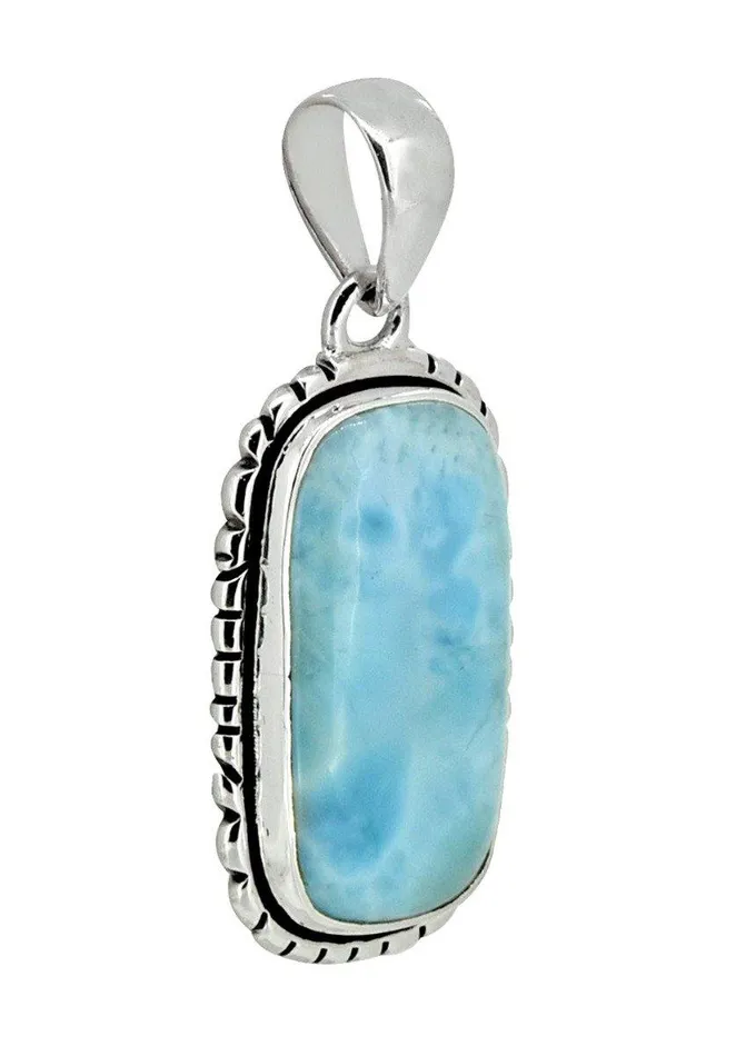 YoTreasure Larimar Solid 925 Sterling Silver Gemstone Pendant Necklace Necklaces