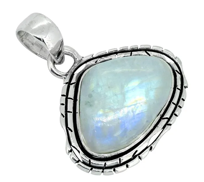 YoTreasure Moonstone Pendant Solid 925 Sterling Silver Necklace18 Necklaces
