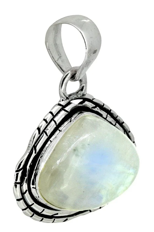 YoTreasure Moonstone Pendant Solid 925 Sterling Silver Necklace18 Necklaces