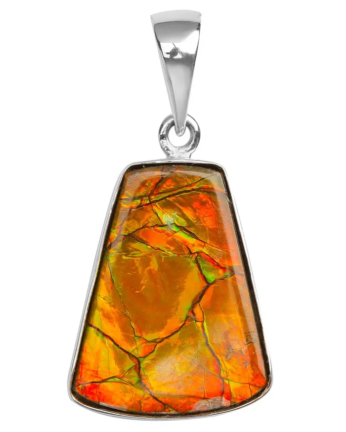 YoTreasure Necklaces 10 Ct Ammolite 925 Sterling Silver Necklace Pendant Jewelry