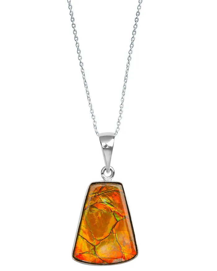 YoTreasure Necklaces 10 Ct Ammolite 925 Sterling Silver Necklace Pendant Jewelry