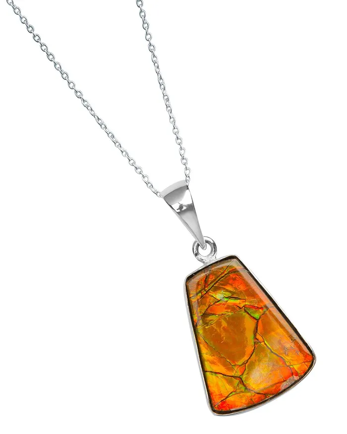 YoTreasure Necklaces 10 Ct Ammolite 925 Sterling Silver Necklace Pendant Jewelry